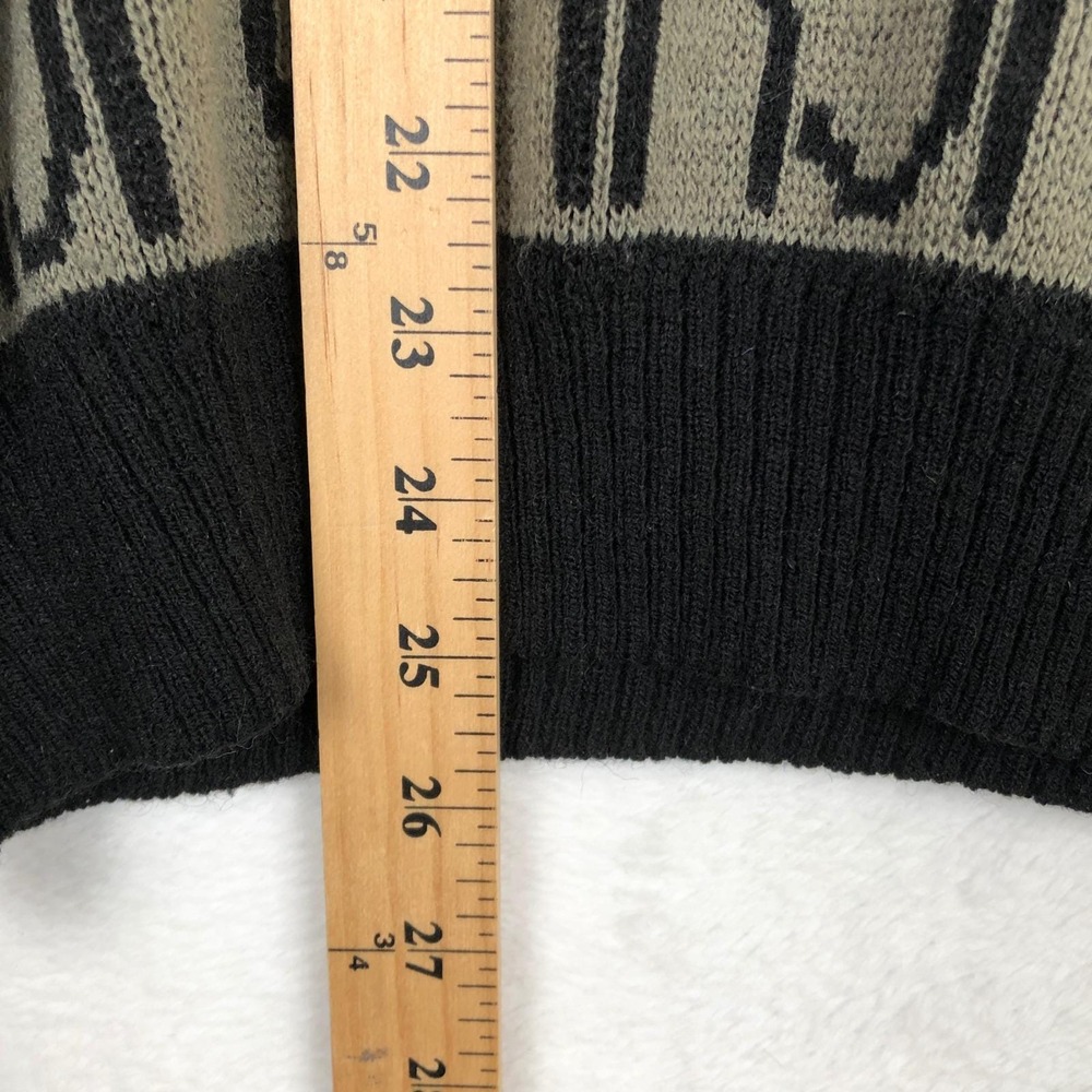VTG 80s ASPEN Spellout Graphic Knit Sweater Unisex Sz M Teal Gray White Black - Picture 5 of 8